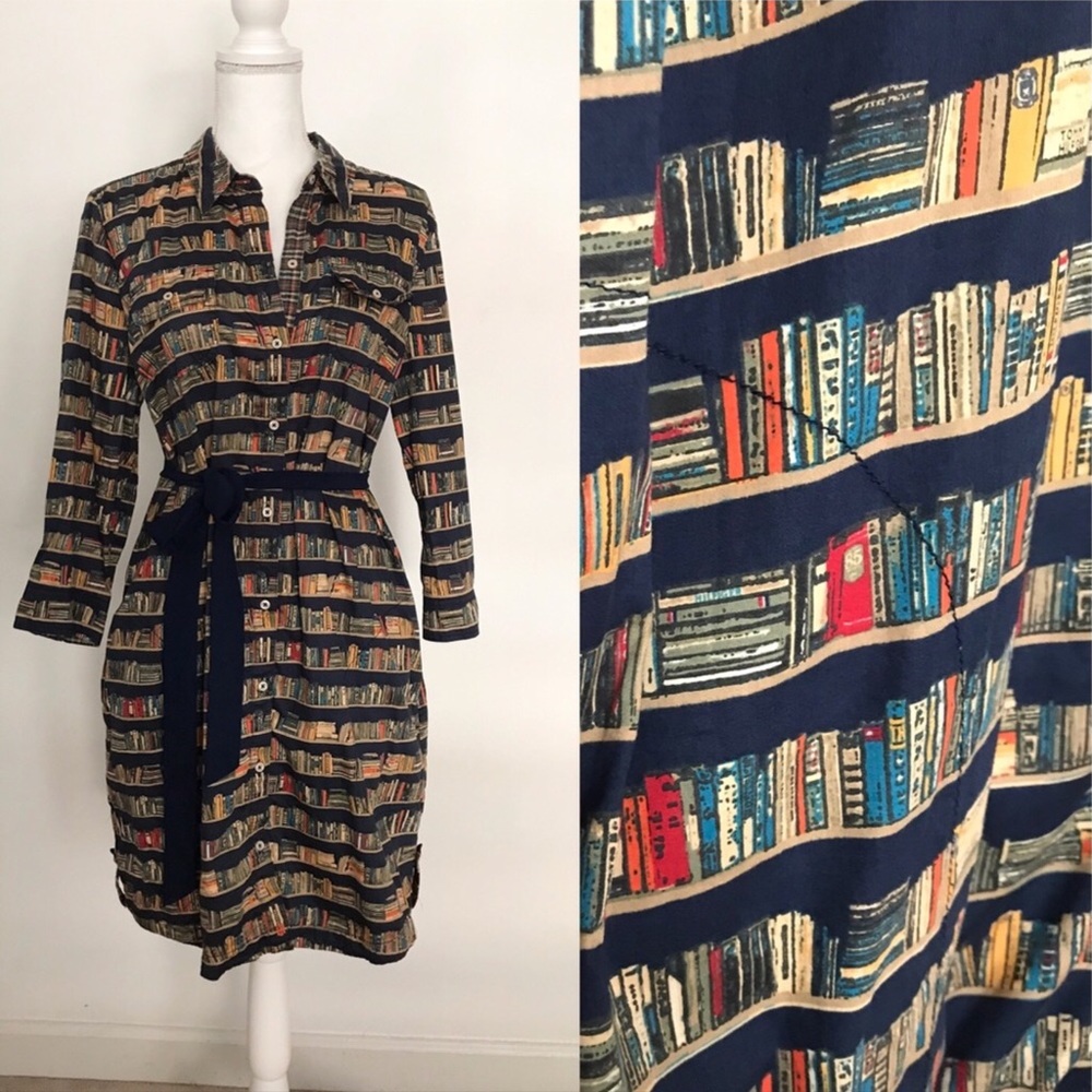 Rare Tommy Hilfiger Book Print Shirt Dress L